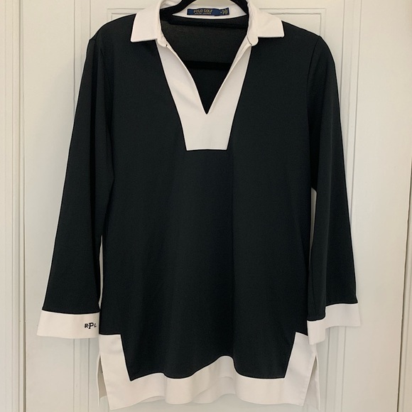 Polo Ralph Lauren Tops - Ralph Lauren Polo Women’s Black and Cream dress top size medium